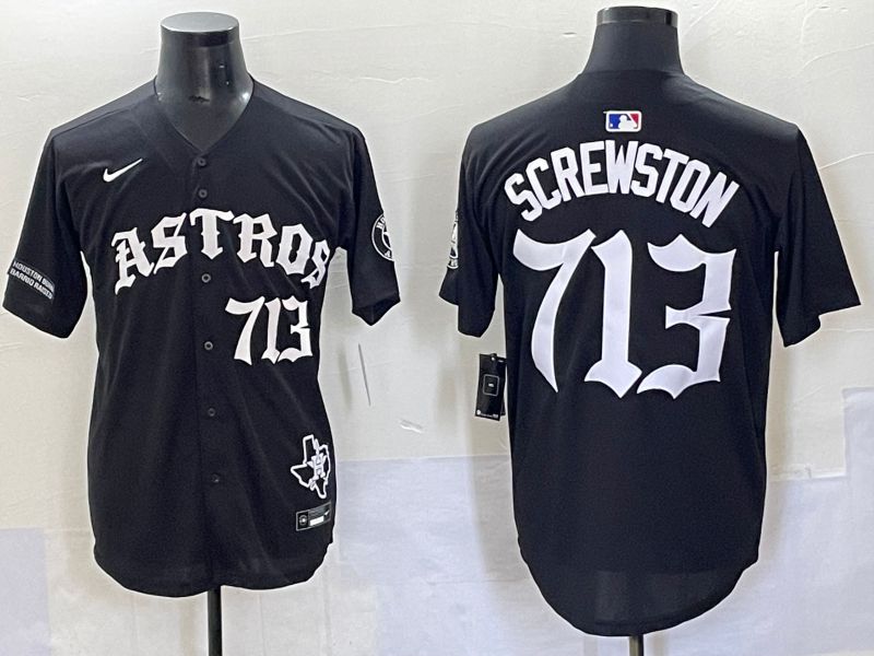 Men 2025 Houston Astros 713 Screwston Black Seven generations Joint Name Nike MLB Jersey style 9